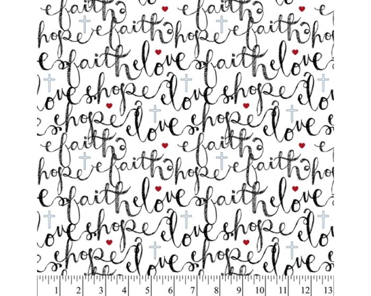 Faith Hope Love Cotton Fabric Fat Quarter | Sewing | Crafting | Quilting | 21 inches wide
